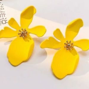 Yellow Acrylic Flower Earrings